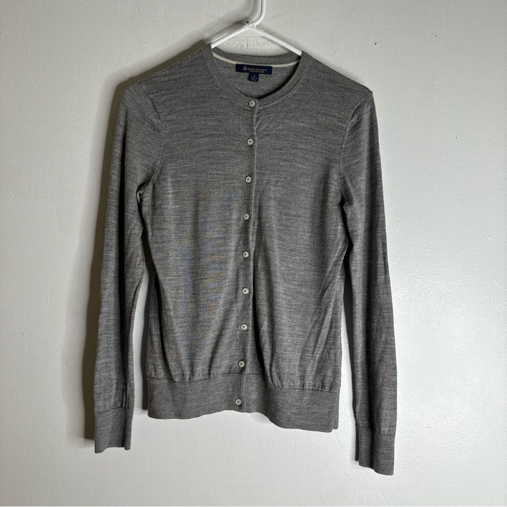 brooks brothers Small Extra Fine Merino Will Gray Button Down Cardigan Sweater C